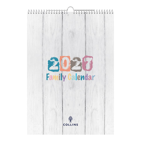 2027 Collins Family Wall Calendar A3 | 5-Column Monthly Home Planner