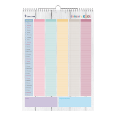 2027 Collins Family Wall Calendar A3 | 5-Column Monthly Home Planner
