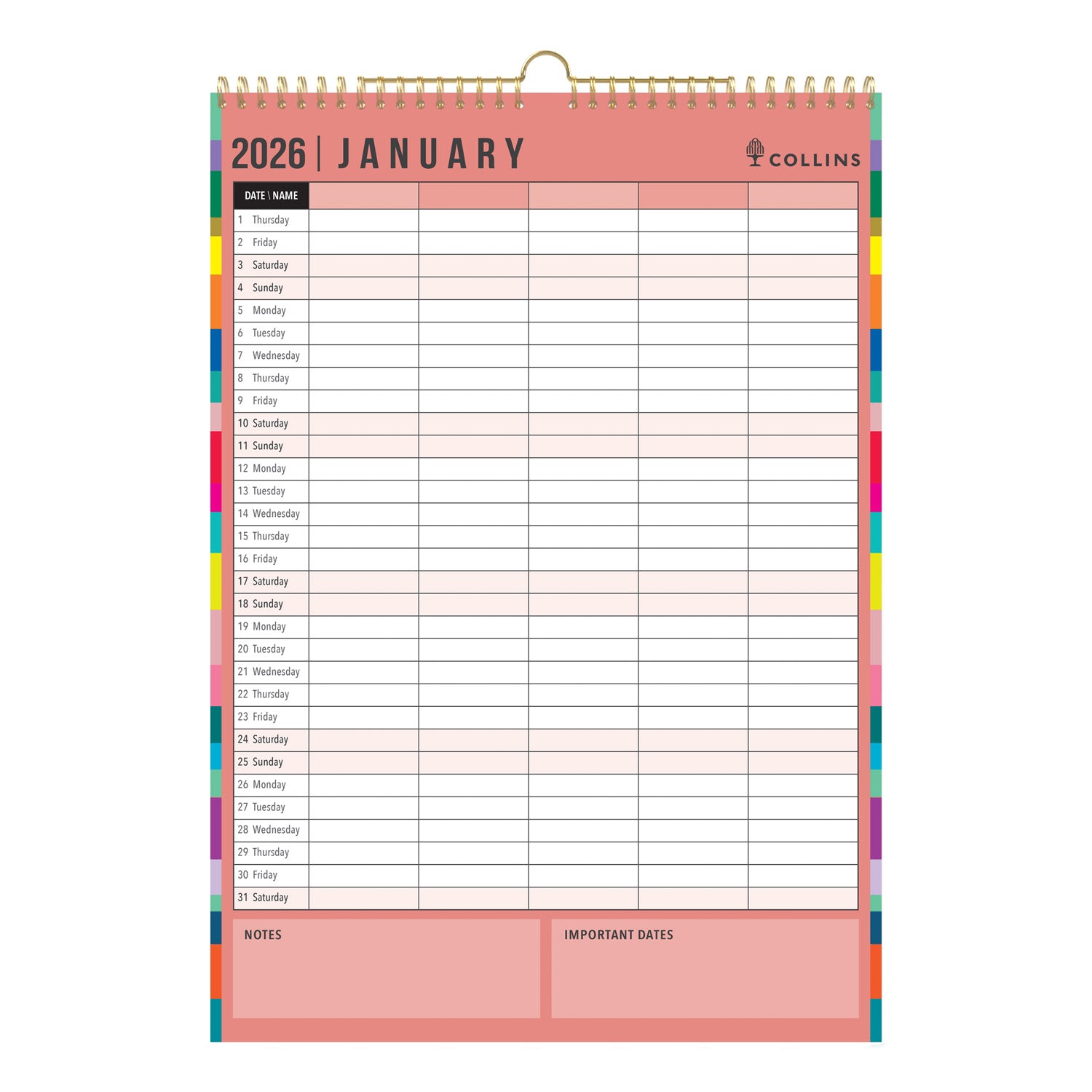 Calendar - Wall - Monthly - Diary - 2026 - Calendar-Year-Planner ...