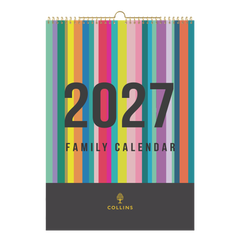 2027 Collins Family Wall Calendar A3 | 5-Column Monthly Home Planner
