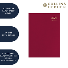 Essential - A4 Day-to-Page Diary with Appointments - 2026 Calendar Year Planner