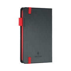 Collins Vauxhall Black Notebook with Contrast Coloured Elastic, Size Pocket